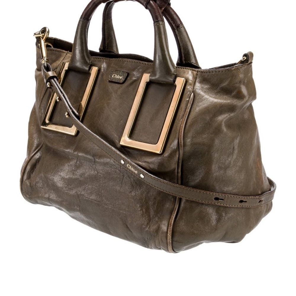 VINTAGE Chloe Olive Leather Tote Bag - Picture 4 of 11